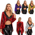 Damen Zirkus Kostüm Zirkusdirektor Uniform Pailletten Frack Jacke für Halloween