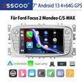 Für Ford Focus Mk2 Mondeo C/S-MAX DAB+ Autoradio Android 13 4+64G GPS Navi KAM