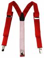 schmaler TigerTie Unisex Hosenträger mit 3 extra starken Clips - in rot Uni