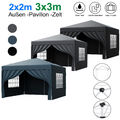 2x2M/3x3M Pavillon Pop-up Faltpavillon Wasserdicht Gartenzelt UV-Schutz 4 Seiten