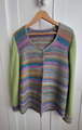 Vintage handgestrickte Strickjacke Rundhals Langarm bunt Gr. M/L