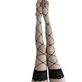 Women Hollow Out Big Hole Thigh High Stockings Lace Top Sexy Fishnet Long Socks