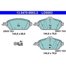 1x ORIGINAL® Ate 13.0470-9003.2 Bremsbelagsatz, Scheibenbremse Vorne, exkl.