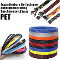 Geflechtschlauch Gewebeschlauch Kabelschlauch PET Kabelschutz Meterware 25.0mm