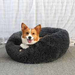 KATZENBETT HUNDEBETT HAUSTIERBETT KUSCHELBETT BETT PLÜSCH DONUT KISSEN TOP NEU