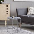 Beistelltisch Couchtisch Wohnzimmertisch Glasplatte Silber Ø 43 cm WOMO-DESIGN®