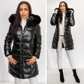 Steppjacke Wärmejacke Winterjacke Unifarben Kapuze Winter Lang Damen BOLF Casual