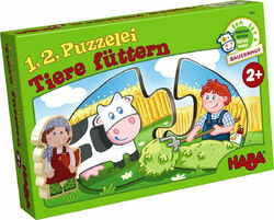 HABA 7467 - 1, 2, Puzzelei - Tierkinder, Bauernhof ab 2 Jahren " 2 Teile Puzzle