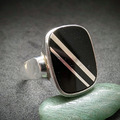 Vintage Designer Herren Ring Silber 835 mit Onyx Holland RG 57/58