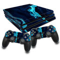 Set Marmor Blau Aufkleber Skin Folie passend für Ps4 Pro Konsole RX022-13