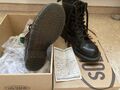 SOLOVAIR Black Hi-Shine 8 Eye Derby Boot Damen Stiefel England Gr.37 Leder TOP