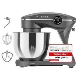 KLAMER Küchenmaschine 1800W, Knetmaschine mit 6 Liter Edelstahl Schüssel, 10 …