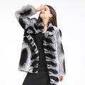 Neu Chinchilla Damen Echt Rex Kaninchen Pelzmantel Stehkragen Luxus Winter Jacke