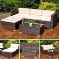 5tlg. Garten Ecksofa Lounge mit Tisch + Polster Sitzgruppe Rattanmöbel braun