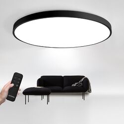 Dimmbar LED Deckenleuchte 54W&50CM Flach Schwarz Lamp für Büro Schlafzimmer