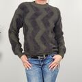 Italy Damen Pullover Rundhals Plüsch Flauschiger Pulli Größe 38 40 Khaki