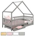 Hausbett Montessori Kinderbett 90 x 200 Kiefer 2 Schubladen