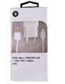 USB Netzteil Ladegerät Doppel-USB-Charger 2,4A  90° 2-Fach + 1m USB-C Kabel