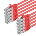 10 Stück 0,25m CAT6 Kabel SF/UTP Patchkabel rot Netzwerk Gigabit TV LAN DSL 10x