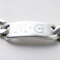 Armband Panzerkette Namensschild Monogramm "MG" 925 Silber 22 cm 95,47 g