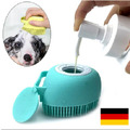 2-Farben Silikon Haustier-Massage-Badebürste & Shampoo-Spender für Hunde Katzen