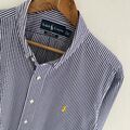 Polo Ralph Lauren Hemd Größe XL X Large Herren Blau Gestreift Custom Fit Langarm