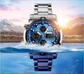 Digital Herren Armband Männer Uhr Silber Blau Chronograph Analog beleuchtet 3M