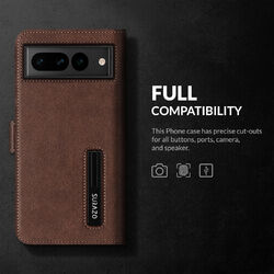 SURAZO® Echtleder Hülle Schutzhülle Flip Case Handyhülle Lederhülle Cover Tasche✅Für Pixel 7 | 7A | 7 Pro ✅Standfunktion ✅Kartenfächer