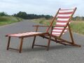 Holz Liegestuhl Deckchair Garten Strand Schiff Rot Weiß gestreift Gartenliege