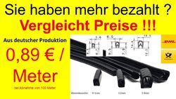 Kantenschutzprofil Kantenschutz Gummi Keder flexibel selbstklemmend 0 1 2 3 4 mm