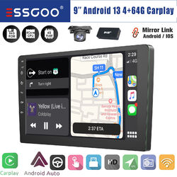 4+64G 9'' 2DIN Carplay Android 13 Autoradio GPS NAVI BT WIFI RDS USB DAB+ Kamera