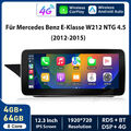 12,3" Carplay GPS NTG4.5 Autoradio 4+64G Für Mercedes Benz E-Klasse W212 12-2015