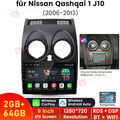 64GB Für Nissan Qashqai J10 2006-2013 Android 13 Carplay Autoradio GPS NAVI SWC