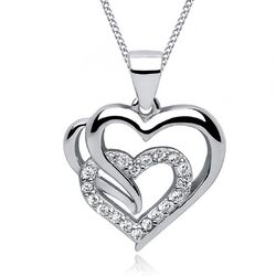 Herz Kette Anhänger 925 Silber Gold Rose Halskette Zirkonia Geschenk für Damen