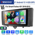 9" 32G Android 13 GPS Navi Autoradio Carplay +Kam Für Smart Fortwo 451 2011-2015