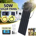 50W 12V Flexible Solarpanel Solarmodul 10A  Kit Für Wohnwagen Camping Boot