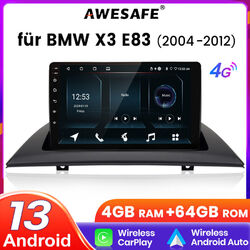 4G+64G Für BMW X3 E83 2004-2012 Android 13 CarPlay Autoradio GPS Navi 4G LTE SWC