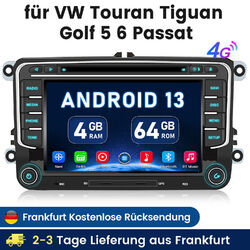 DVD+ Autoradio Android 13 Carplay GPS Navi Für VW GOLF 5 6 Touran Passat Tiguan