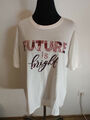 VIA APPIA DUE schönes T-Shirt Future is bright weiß organic Gr. 44 NEU K