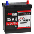 Langzeit Asia Autobatterie 12V 38AH Starterbatterie Plus Pol Rechts 53520