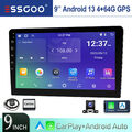 9" Carplay Android 13 Autoradio 2 DIN GPS SAT NAV FM 4+64G BT Wifi RDS + Kamera