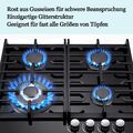 60 CM Gaskochfeld Glas Einbau Kochfeld Gaskocher 4 flammig Einbauherd Edelstahl