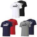 PUMA Herren T-Shirt - ESS Logo Tee, Rundhals, Baumwolle, uni, Multipack