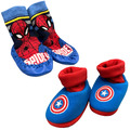 Marvel Spiderman Captain America Kinder Hausschuhe Hüttensocken Gr. 20-21 Blau