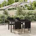 Gartenmöbel Essgruppe Gartengarnitur 3tlg. mit Kissen Schwarz Poly Rattan vidaXL