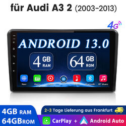 8 Core 4+64GB Carplay Android 13 Autoradio GPS Navi WIFI Für Audi A3 S3 RS3 8P