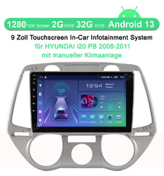 DAB+KAM 2+32GB Android13 Autoradio CarPlay GPS Navi BT Für HYUNDAI i20 2008-2011