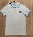 Herren Baumwolle Pikee-Poloshirt Stone Island mit Kompass-Patch Slimfit Eisblau