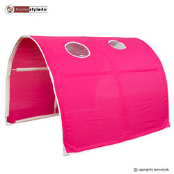 Hochbett Spielbett Kinderbett mit Rutsche Turm Vorhang Pink 90x200 Homestyle4u