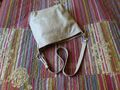 Damen Schulter- Umhänge-Tasche made in Italy Echt Leder groß Beige   NEU